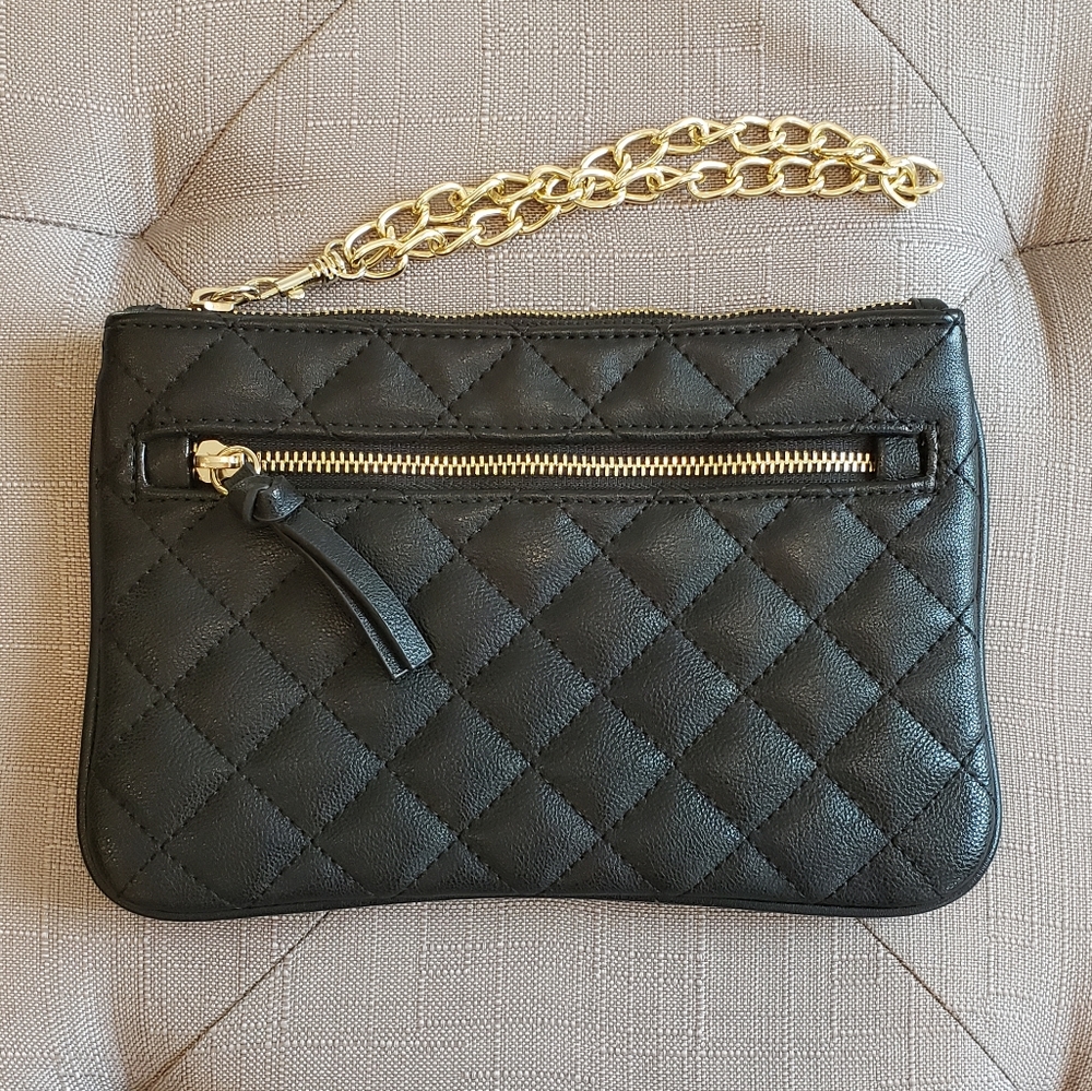 NWOT Express Waffle Clutch, Black with Gold Zipper